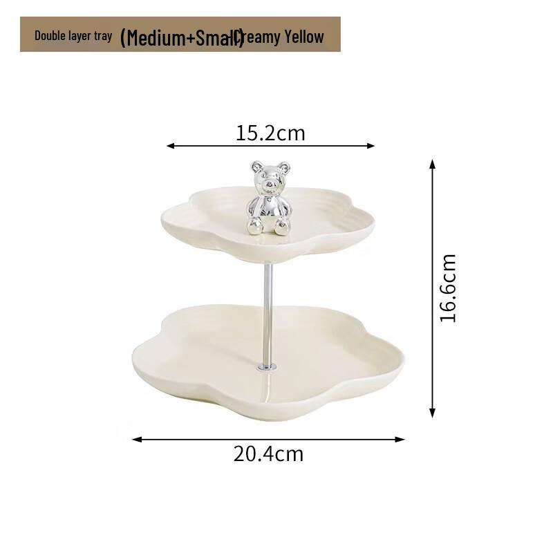 Ceramic Two-Tier Fruit and Snack Plate