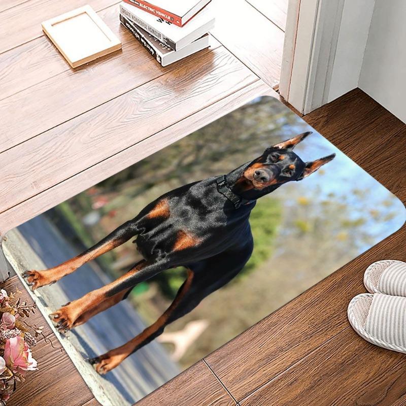 Doberman Printing Non-Slip Small Rug Waterproof Easy To Clean Floor Mat for Indoor Outdoor Use Durable Home Decor Fashion Beauty