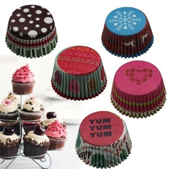 Bunte Muffin-Kuchen-Cupcake-Backförmchen-Hülle-Werkzeug(100 Stück haben alle die gleiche Farbe)100pcs / set
