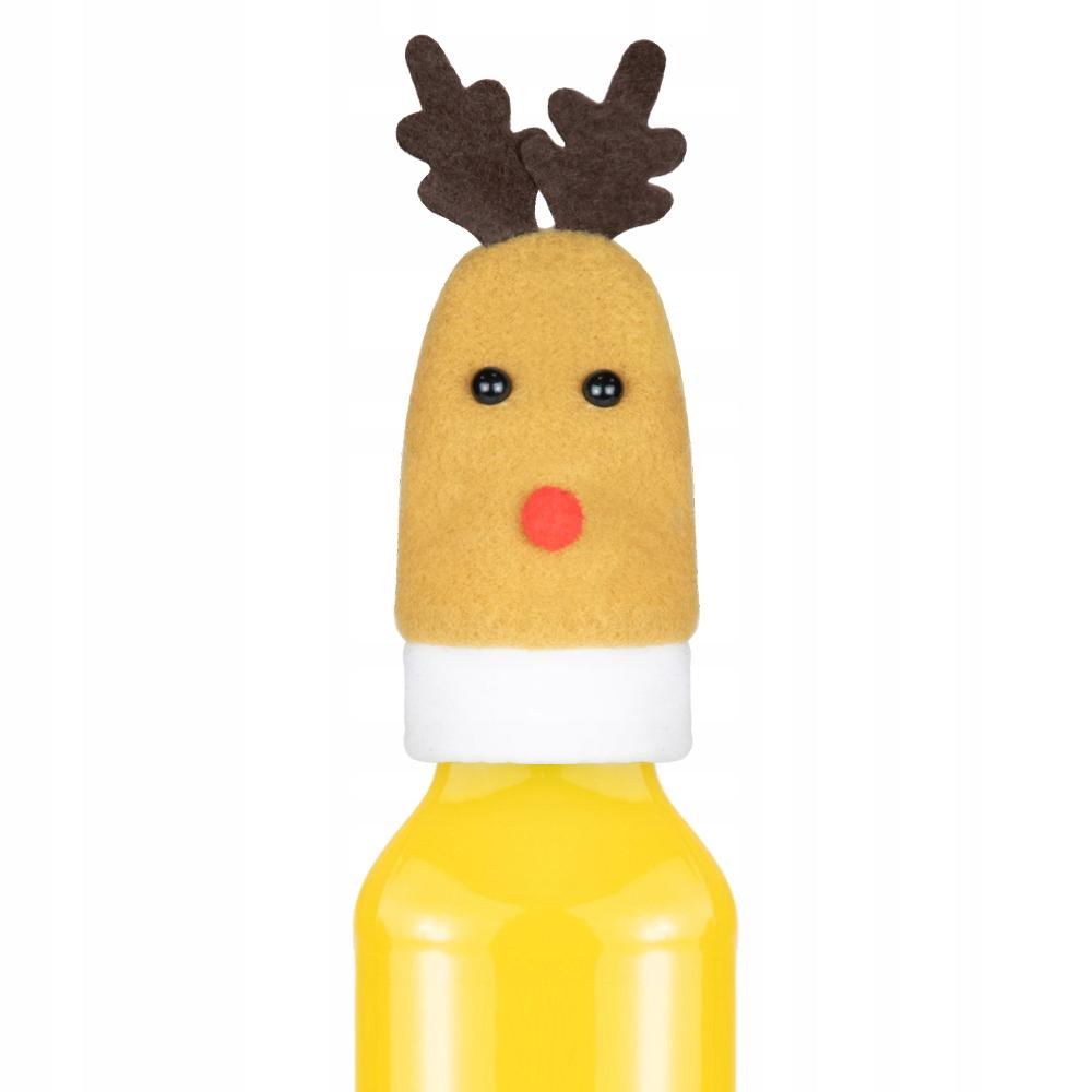 5x REINDEER cap for a bottle of liqueur, cutlery CHRISTMAS TABLE DECORATION