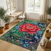 Floral Fantasy Theme Soft Crystal Velvet Rug Custom Name & Text Print Non Slip Floor Rug for Bedroom Living Room