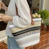 Gestreifte Stroh-Tote-Bag mit großer Kapazität Damen-Handtasche