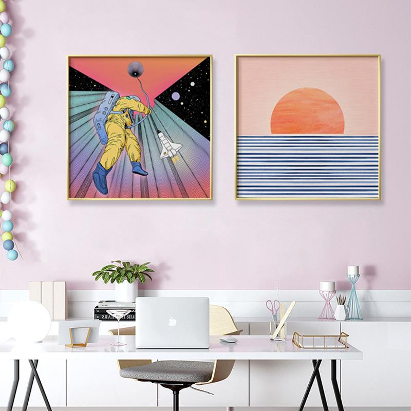 Kreskówkowy Astronauta Robot Malarstwo na Płótnie Styl Skandynawski Salon Sypialnia Pokój Malarstwo Dekoracyjne Cuadros Decoracion Dormitorio