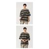 Herren Gestreiftes Lockeres Rundhals Casual Kurzarm T-Shirt