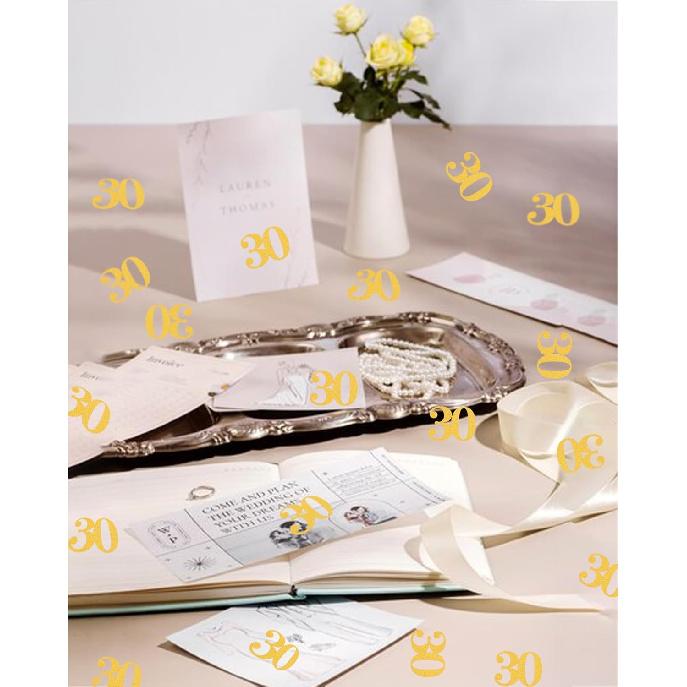 30th Happy Birthday Confetti Decorations - Number 30 Gold Glitter Table Confetti for 30th Birthday, 30th Anniversary Wedding Party Supplies