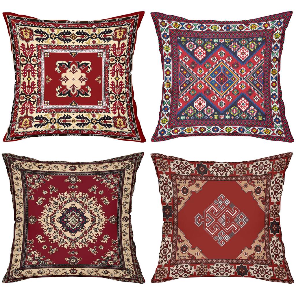 Exquisite Ethnic Patterned Decorative Cushion Covers Polyester Pillowcase, Sofa Decorative Cushion Cov Headboard Pillow
