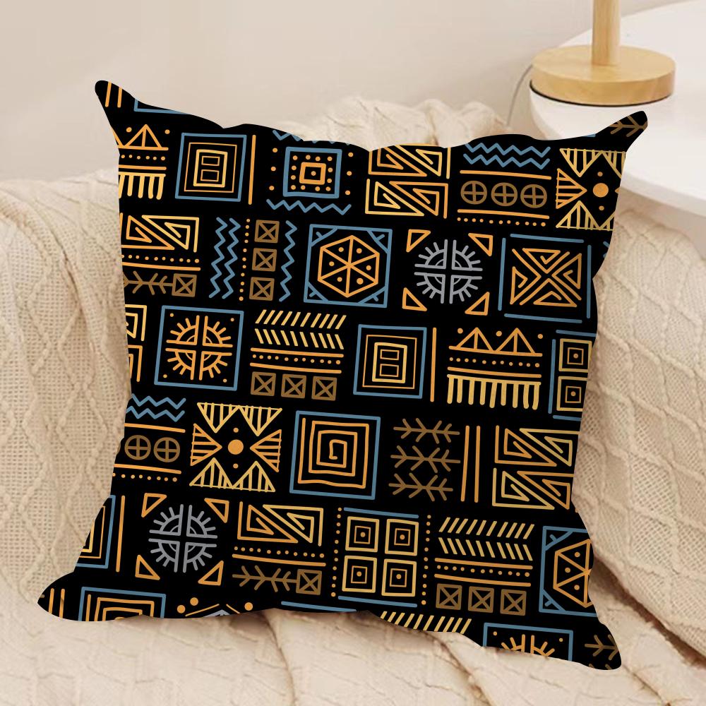 African Tribal Pattern Cushion Cover Short Plush Doublesided Print Square Throw Pillow Covers Sofa Home Cushion Decor