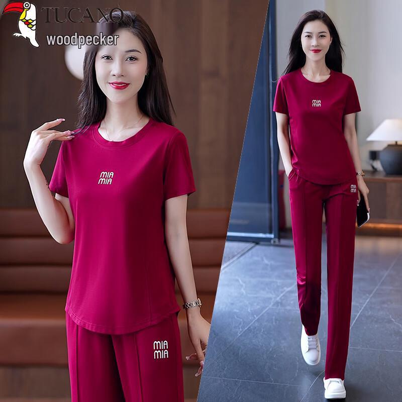 Женский летний повседневный спортивный комплект с коротким рукавом Woodpecker 2XL