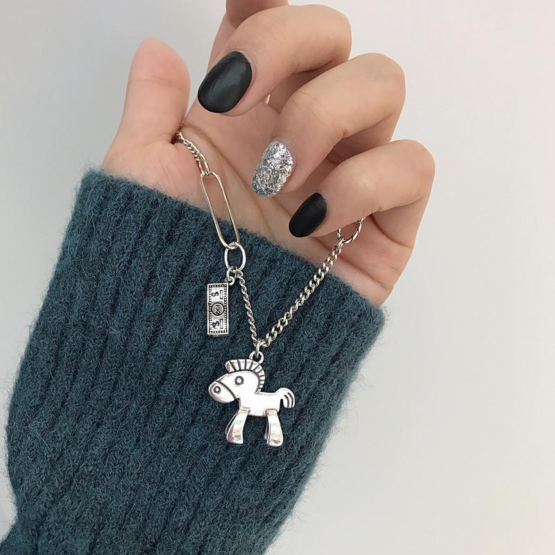 New Creative Retro Money Jewelry Personality Animal Pony Clavicle Chain Horse Pendant Necklaces Birthday Gift for Horse Lover