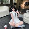French Gentle Wind Design Bow Lace-up Dress Women's Summer New Temperament Sweet Tutu Dress