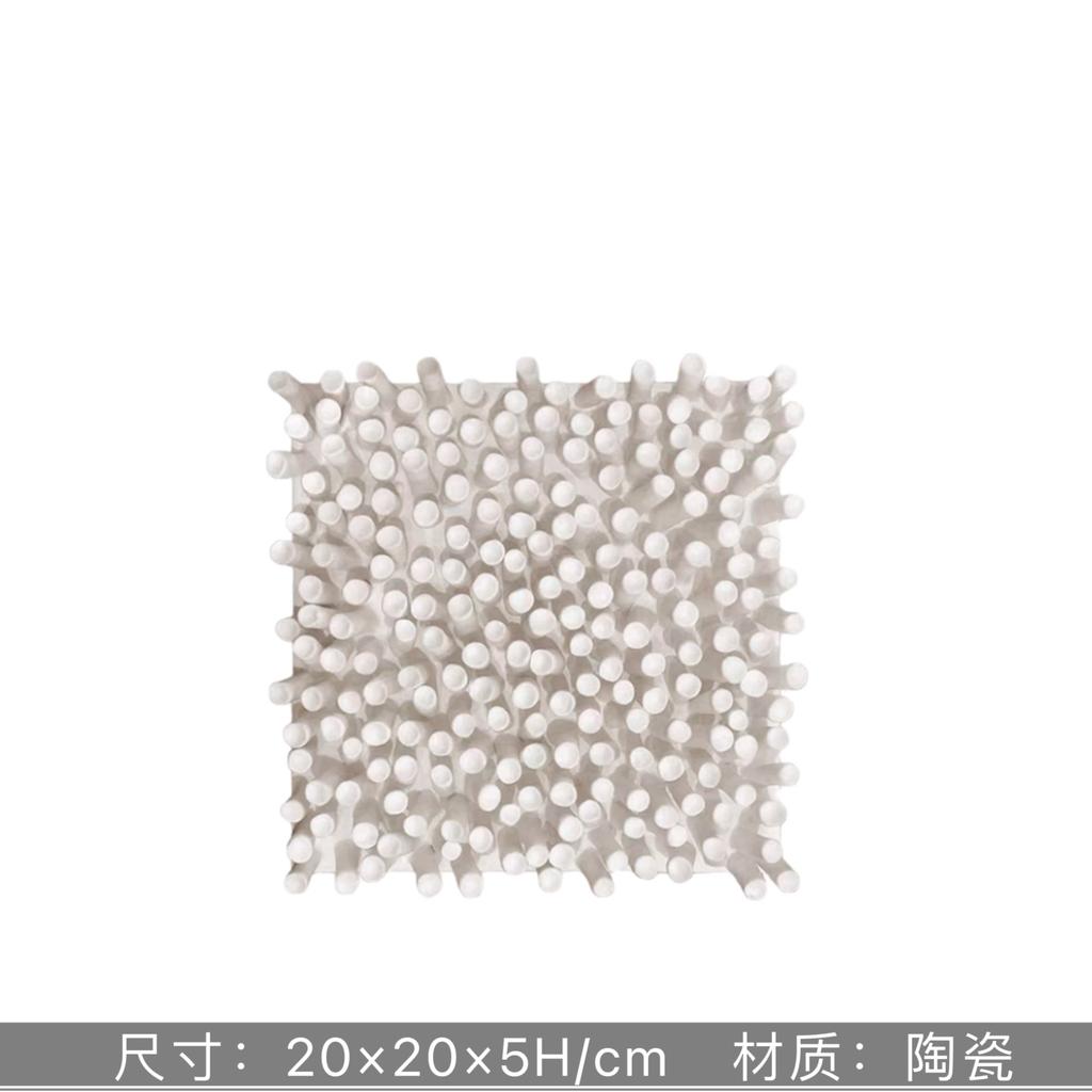 Ceramic Square White Flower Painting Creative Living Room Decoration Ceramic Petal Painting Interior Decoration Background Wall