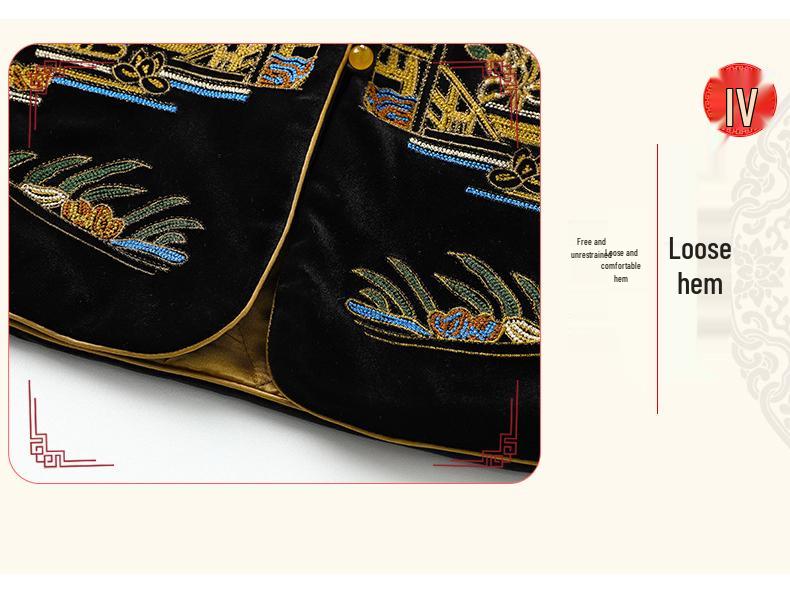 2025 Retro Chinese Style Silk Velvet Embroidered Jacket - Autumn/Winter Thickened Cotton Coat