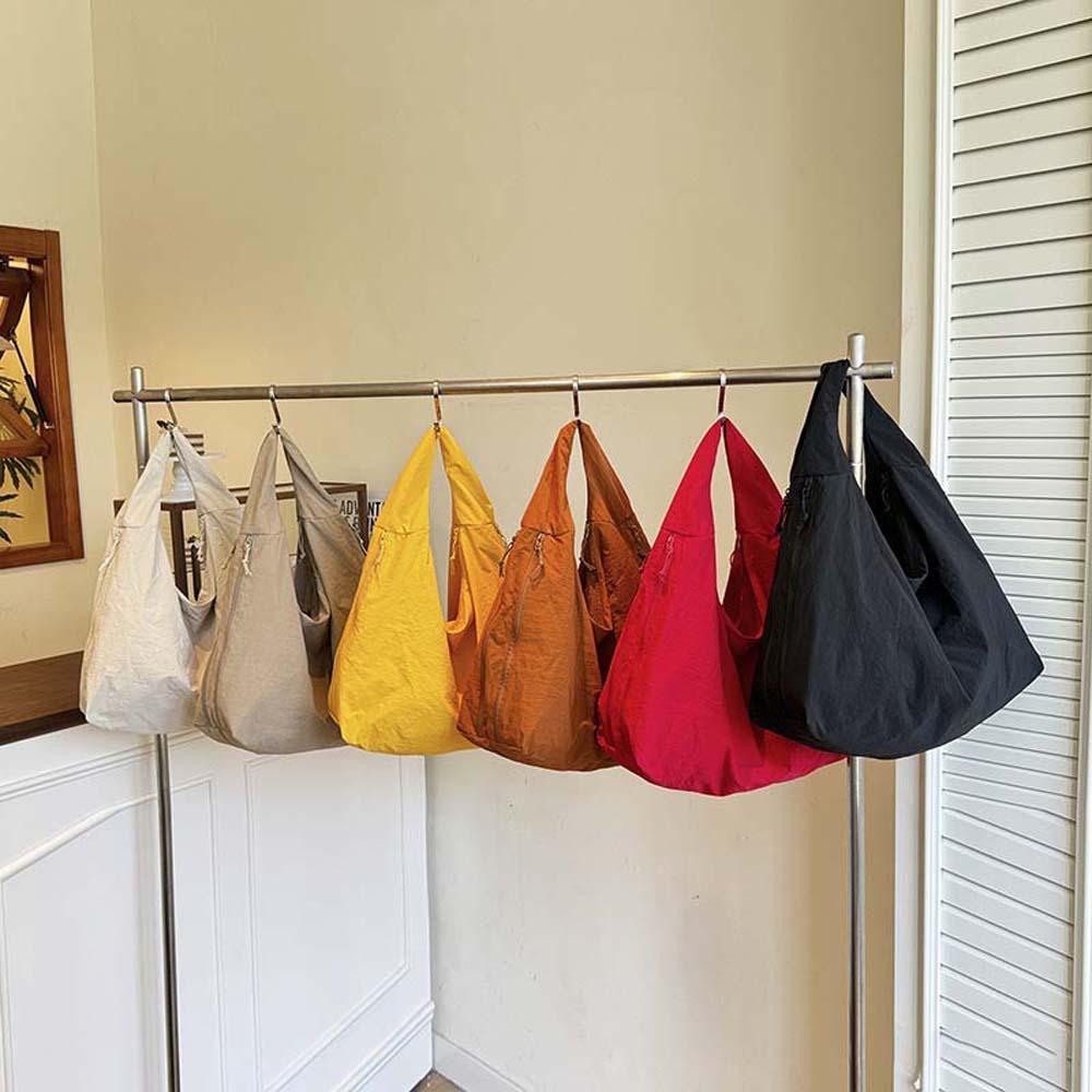 Double Zipper Design Large Capacity Tote Bag Multi-Pocket Storage Pouch Nylon Shoulder Bag  Outdoor