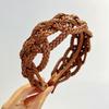 Solid Color PU Leather Weave Hairband Headwear Weave Style Hair Hoop  Hair Styling Accessory