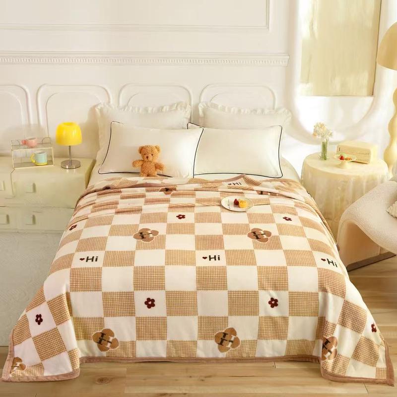 Hongdou Warm Fleece Blanket, Seoul Plaid