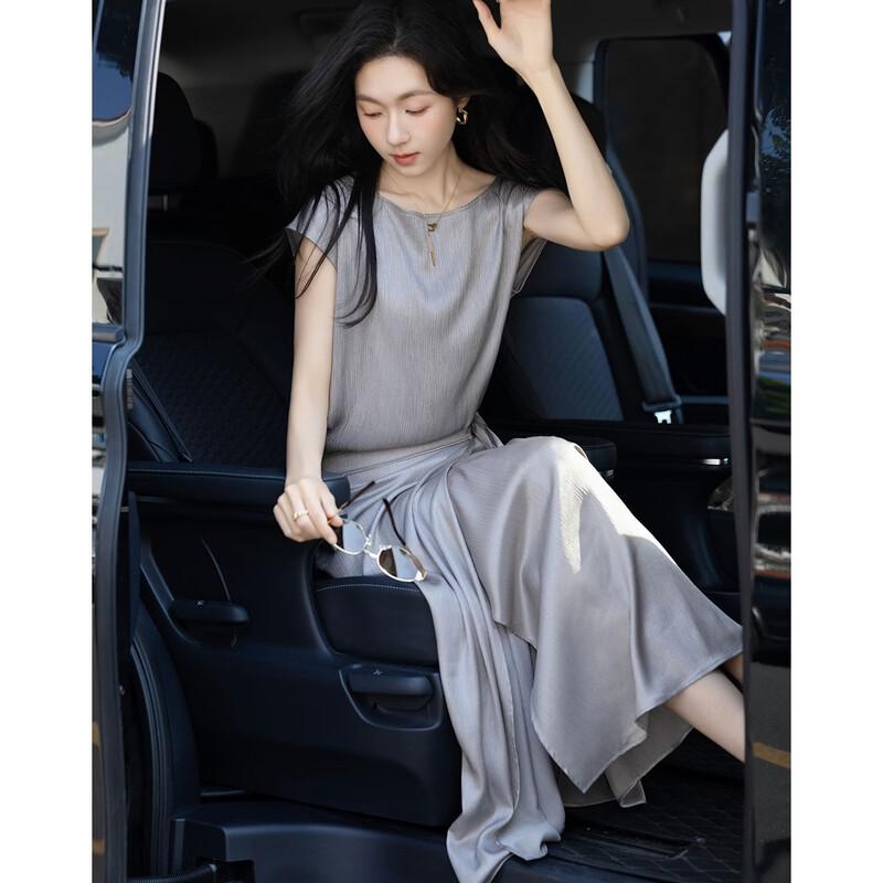 Women's Minimalist Summer Flutter Sleeve Top & Skirt Set