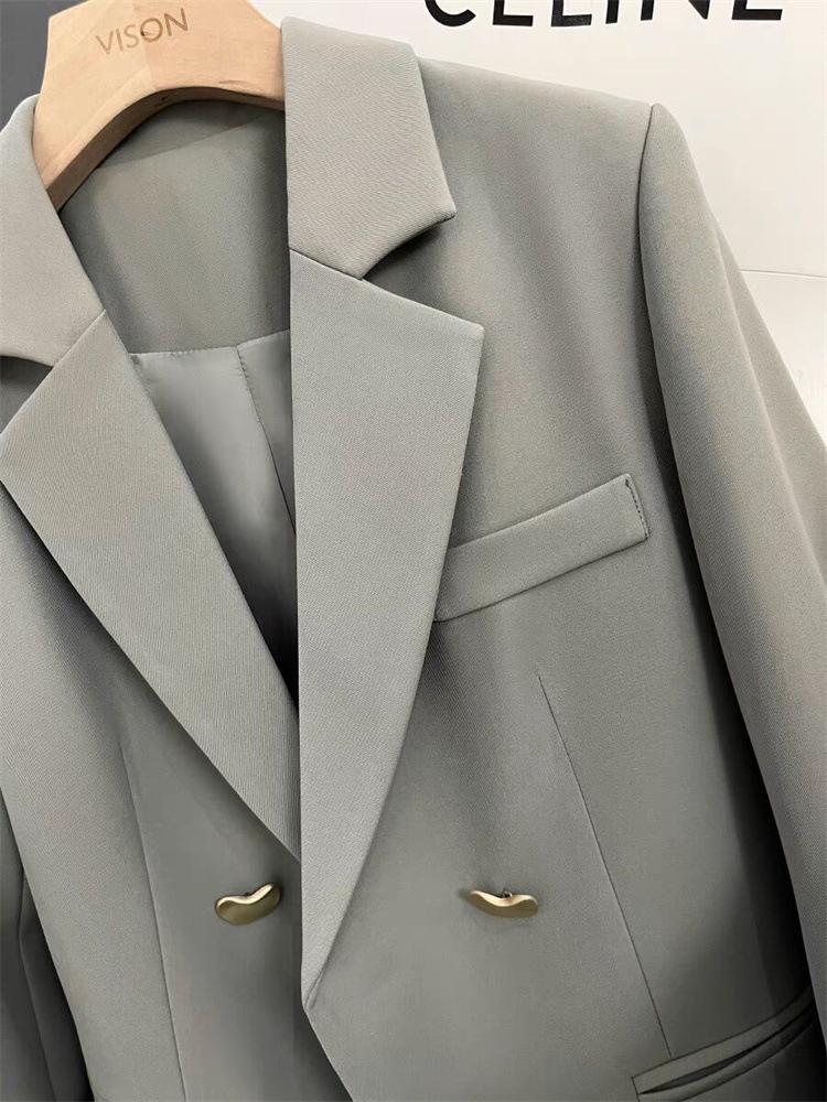 2025 Women's High-End British Style Gray Suit Jacket - French Textured, Fashionable, Small Suit for Spring & Autumn