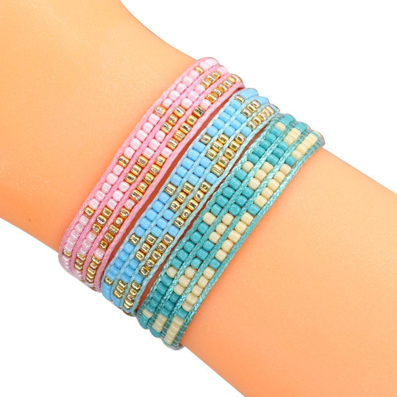 Bohemian Bracelet Handmade Woven Friendship Braided Rope Chain Beads Bracelet Multicolour Miyuki Adjustable Beaded