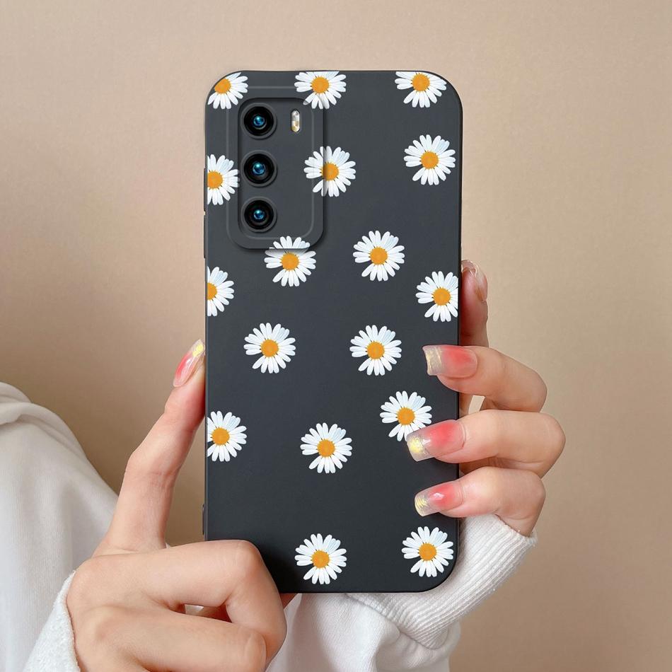 Case For Huawei P40 Pro Flower Pilot Back Cover Soft Liquid Silicone Camera Protection Phone Shell For Huawei P 40 P40Pro Coque