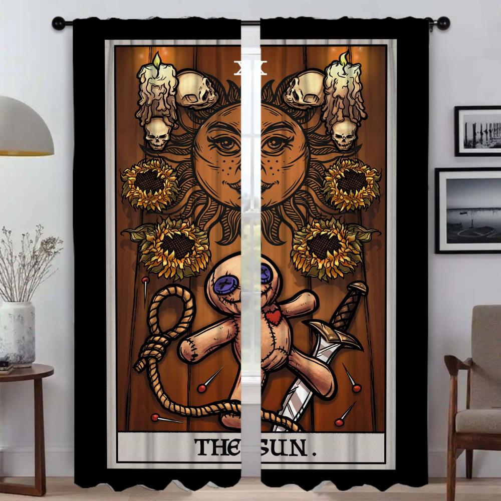 Window Curtain Room Panel Terror Tarot Shades Curtains Child Tulle Bedroom Halloween Decoration Partition Living Polyester Perfect For Master