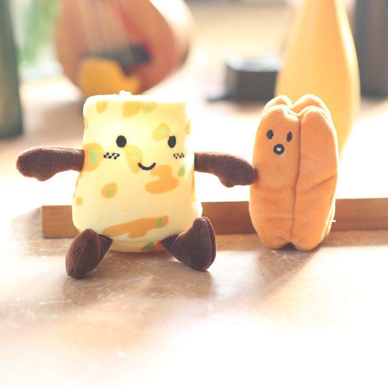 Cute Cute Pancake Fruit Pendant Plush Toy Doll Fried Dough Stick Bag Hanging Keychain Doll Doll