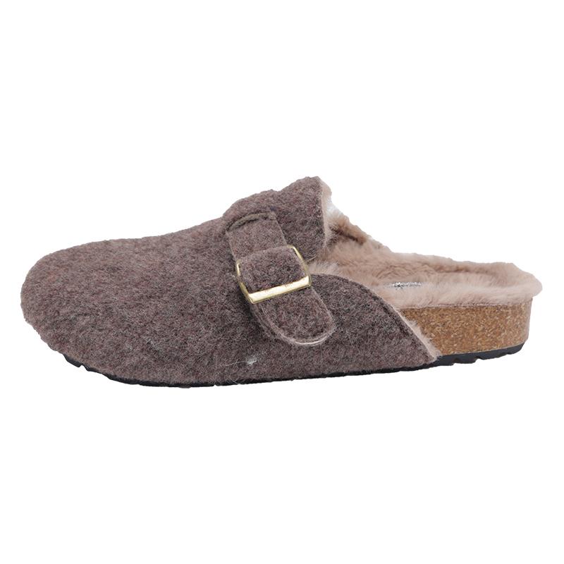 

Fashion For Women Winter Fashion Cork Insole Warm Plush Slippers Shoes With Arch Support Cozy Home Furry Suede Mules 40 темно-коричневого