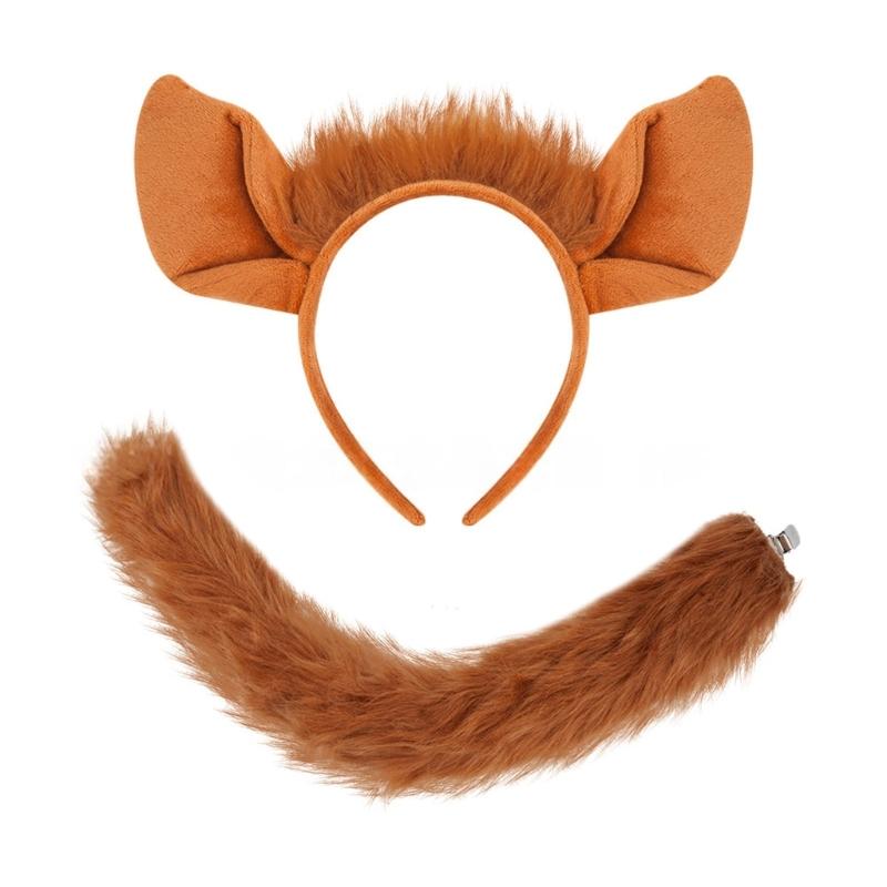 Foxes Costume Foxes Ears Headband Tail Bowite Animal Fancy Costume Kit Accessories Adult Kids Halloween Cosplays Props