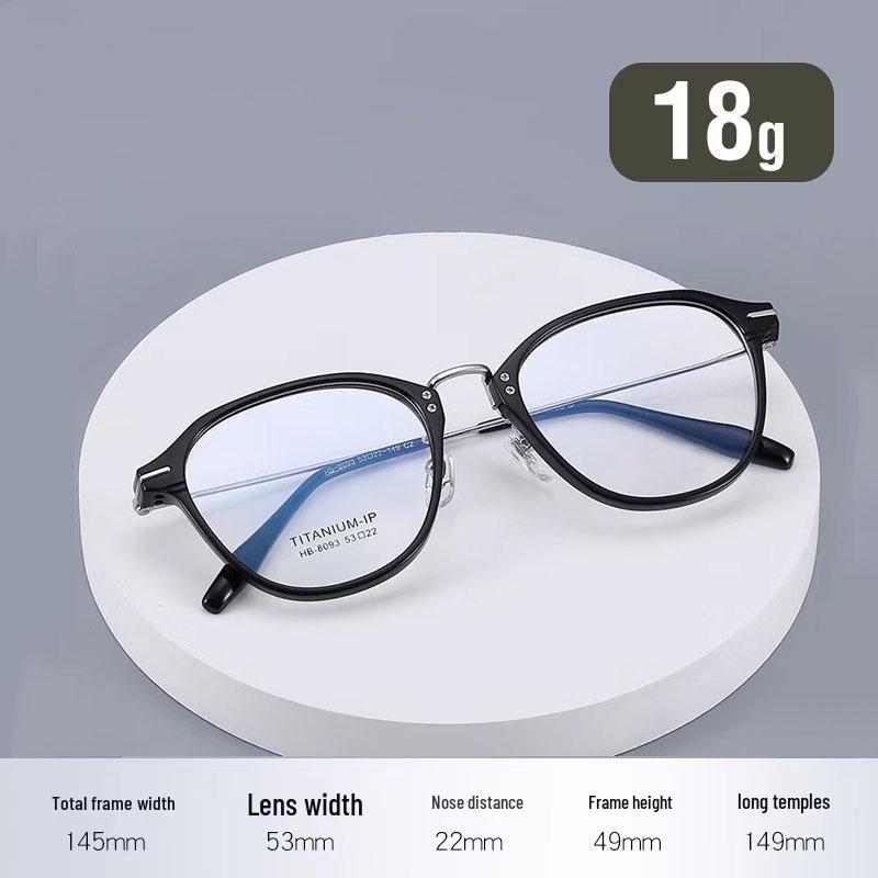 Ultra-Light Pure Titanium Retro Glasses Frame In Black, Square/Round Shape, Influencer Style