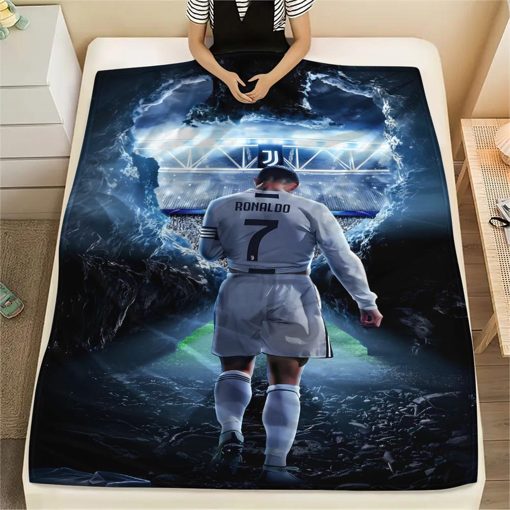 1PC Ronaldo Print Flannel Blanket, High Quality All Seasons, Home Decor, Warmth and Comfort, Perfect for Christmas Gifts
