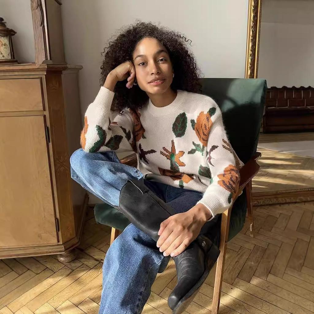 Women's Autumn and Winter Round Neck Loose Soft Knitted Jumper