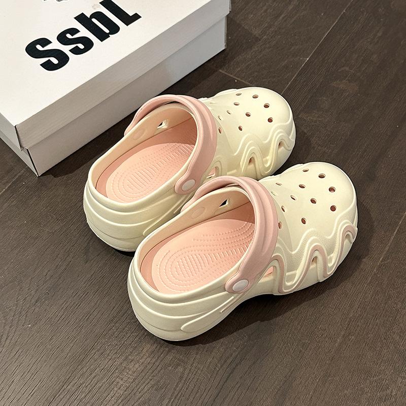 

Thick-soled hole shoes for women to wear outside, breathable and non-smelly foot sandals, heightened anti-skid in summer, advanced sense 39-40 белый