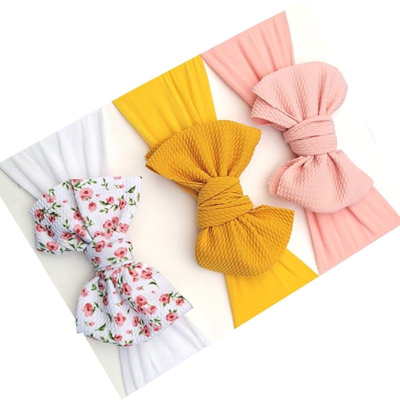 3 Pcs/Set Baby Girl Headband Soft Nylon Bows Elastic Headbands Hair Bands For Kids Newborn Turban Infant Baby Hair Accessories