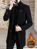 Men's Mid-Length Woolen Trench Coat - Gold Sable Velvet, Thickened, Winter Lapel Style