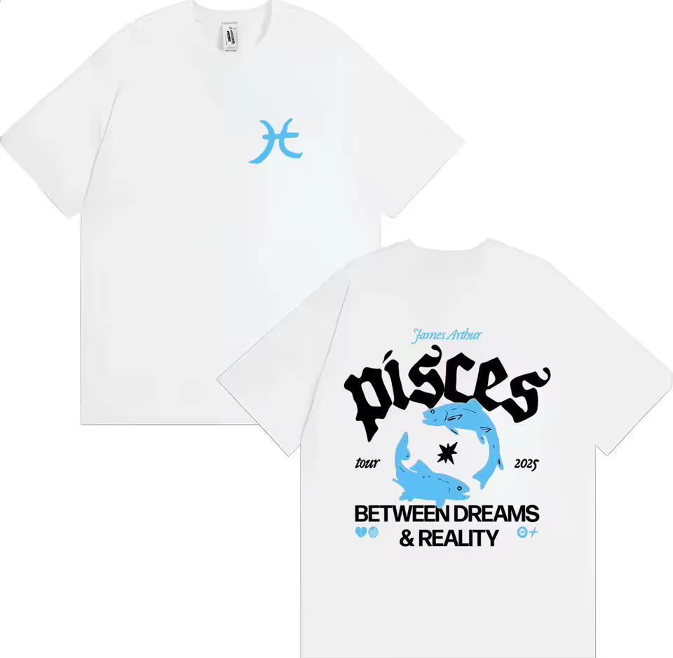 Harajuku James Arthur T Shirt Male The Pisces World Tour Street Aesthetic Y2K Casual Mens Women T-shirts Summer Oversized Tshirt