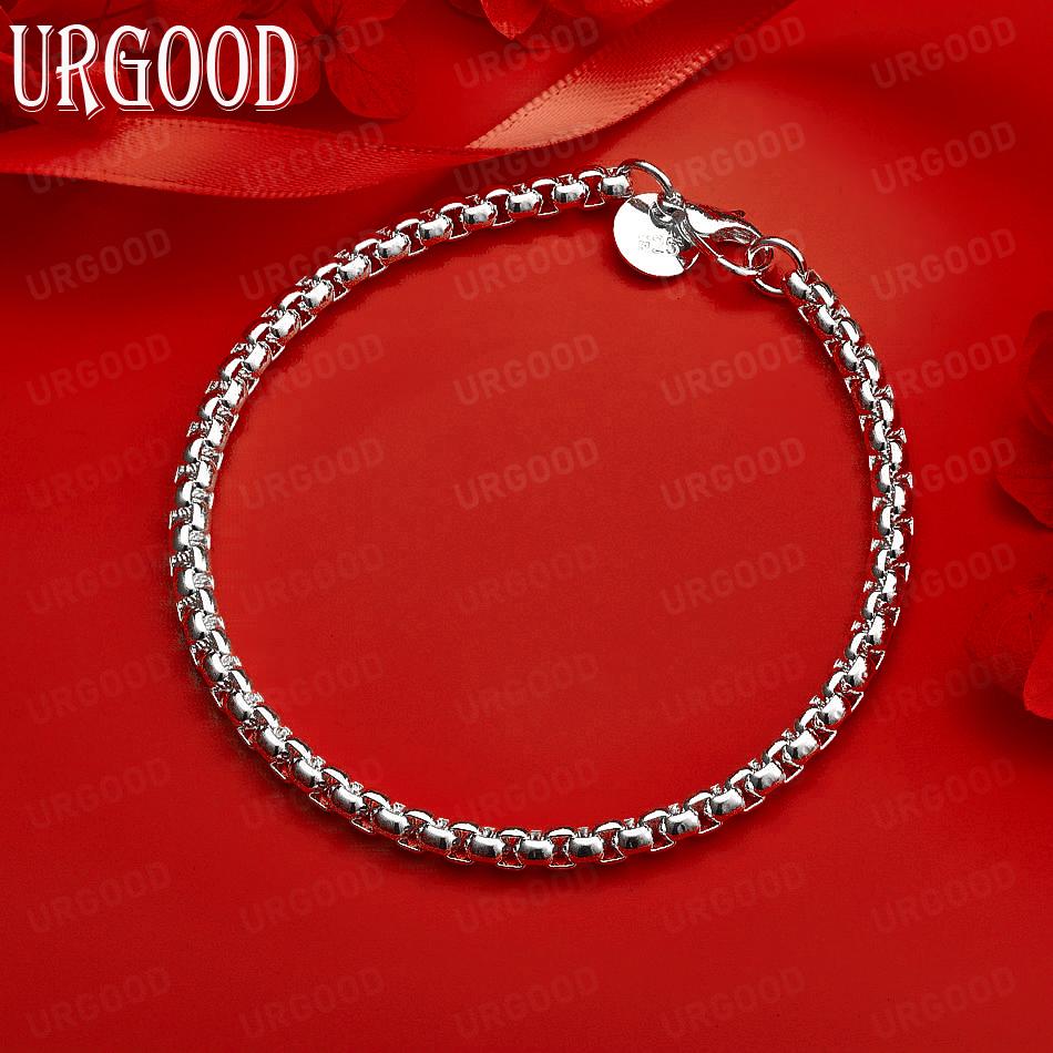 925 Sterling Silber 4mm Rundes Gitterarmband Modeschmuck