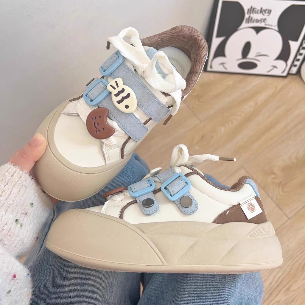 Dopamine board shoes 2025 new bread shoes ugly cute platform big head shoes cute style shoes schoolgirl round head shoes