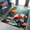 2026 New Retro Koi Fish Lotus 3D Carpet Rug for Bedroom Living Room Sofa Home Doormat Decor,Large Kids Play Non-slip Floor Mat