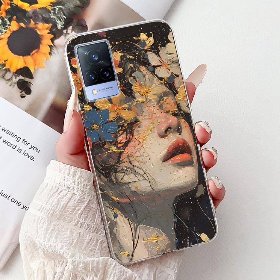 For Vivo V21e Case V2061 Cute Cat Lion Painted Cover Soft Silicone Phone Cases For Vivo V21 V2066 V2108 V 21 VivoV21 E 4G Fundas