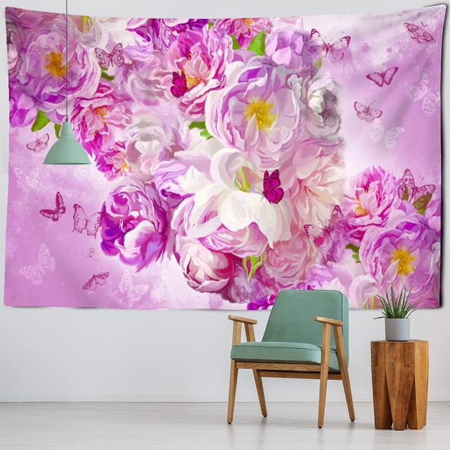 Beautiful Flowers Tapestry Wall Hanging Cloth Tapestries Carpets Dorm Art Decor Polyester Picnic Beach Towel