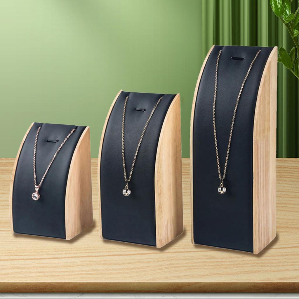 Fashionable Sturdy Solid Wood Jewelry Display Rack 3 Pieces Set for Necklace and Pendant Exhibition Organization