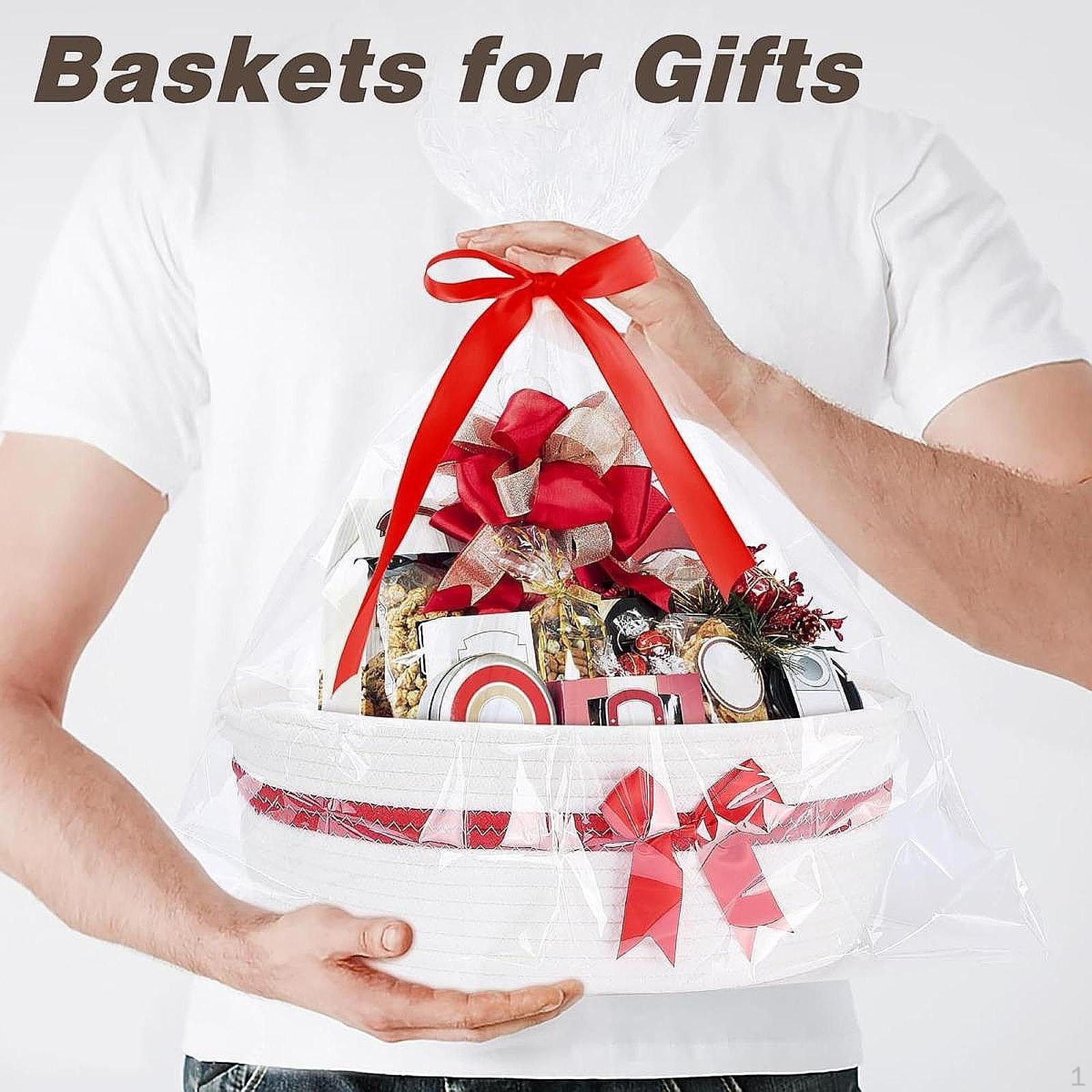 

Rope Basket Shelf Organizer Christmas Woven Multipurpose Storage with рожевий