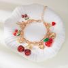 Bracciale con Ciondolo Cuore di Ciliegia Minimalista Versatile Gioielli da Donna con Perline