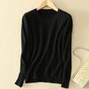 QICED Women's Knitted Sweater for Autumn and Winter, O-neck Slimming Sweater, Short and Large-sized Pullover Base Layer