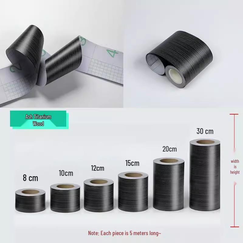 Self-Adhesive Wood Grain Baseboard & Door Frame Sticker - Waterproof Furniture & Window Sill Renovation Skirting.