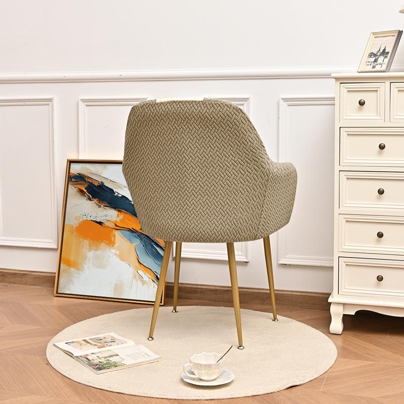 Universal Stretch Jacquard Chair Slipcover for High Armrest Dining Chairs Elastic Color Block Curved Back Home Decor
