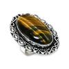 Natural Tiger Eye Gemstone Handmade 925 Sterling Silver Jewelry Ring Size 8 ETC-14123