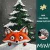 1000pcs Mini Jigsaw Puzzle Suitable for & - Red Fox & Christmas Tree Winter Scene with Snowdrift, Portable Travel-Friendly Brain, Challenging Intermed