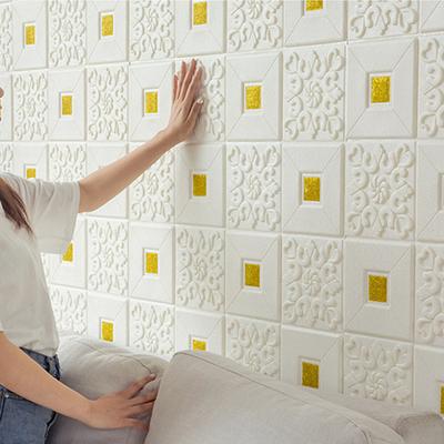 Decorative Waterproof and Moisture-proof 70x70cm Self-adhesive Ceiling Wallpaper 3D Brick Wall Paste Foam Wall Decoration