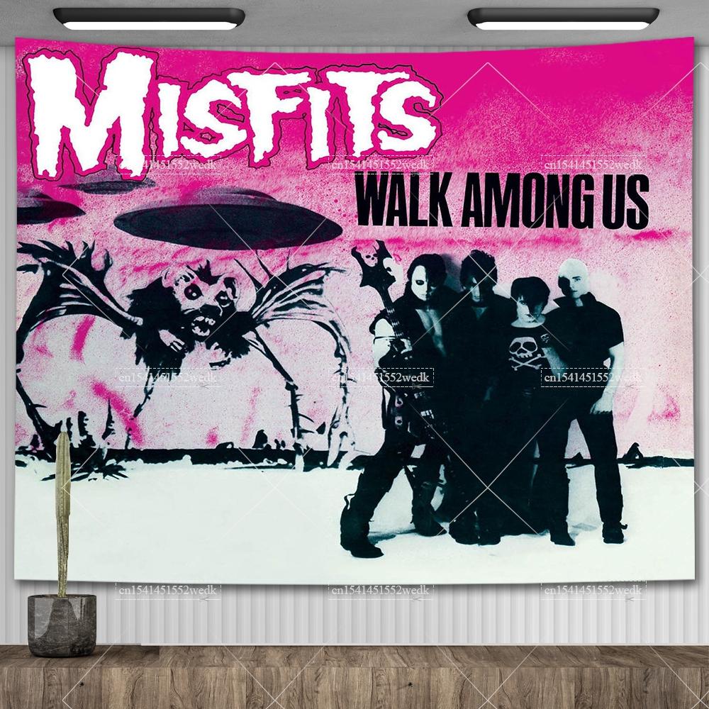 American Punk Band Misfitss Poster Banner Flag Rock Band Wall Tapestry Mural Metal Music Album Cover Home Decoration Fans Gifts