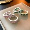 Pink Rhinestones Love Peach Heart Stud Earrings for Women Sweet Aesthetic Charm Trend Hoop Earrings Korean Fashion Jewelry New